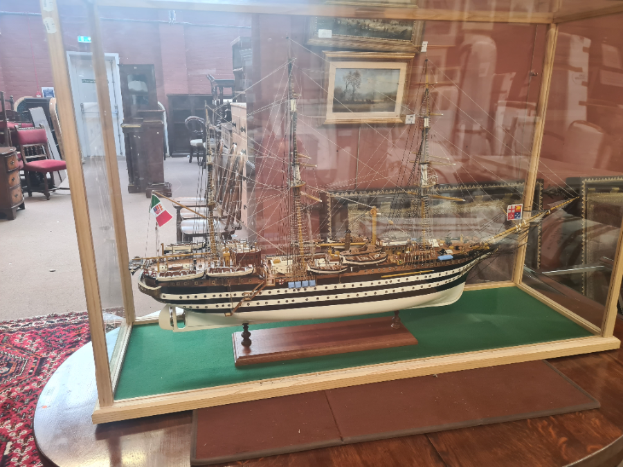 Cased Ship Model Of The Amerigo Vespucci