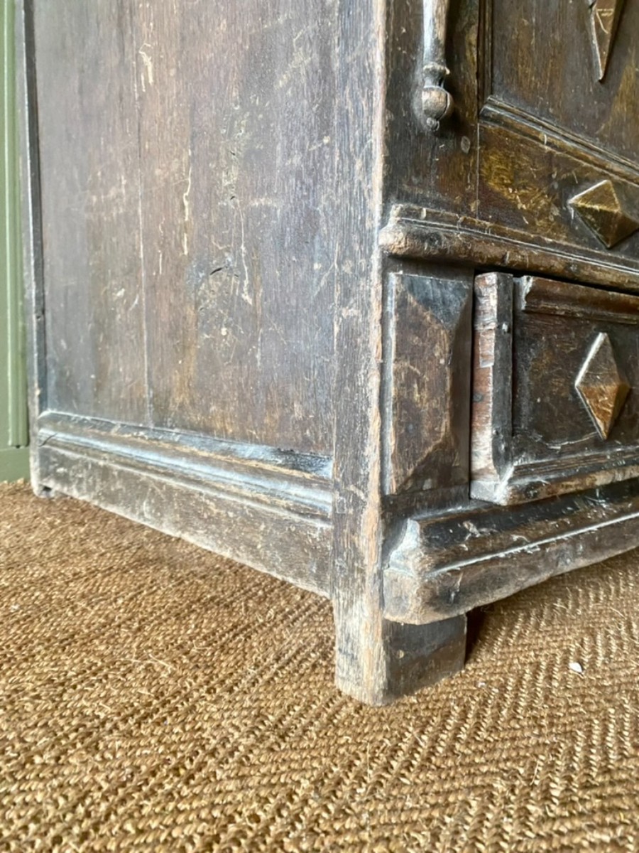 Characterful Antique Solid Oak Panelled Wedding Dowery Coffer Large Mule Chest