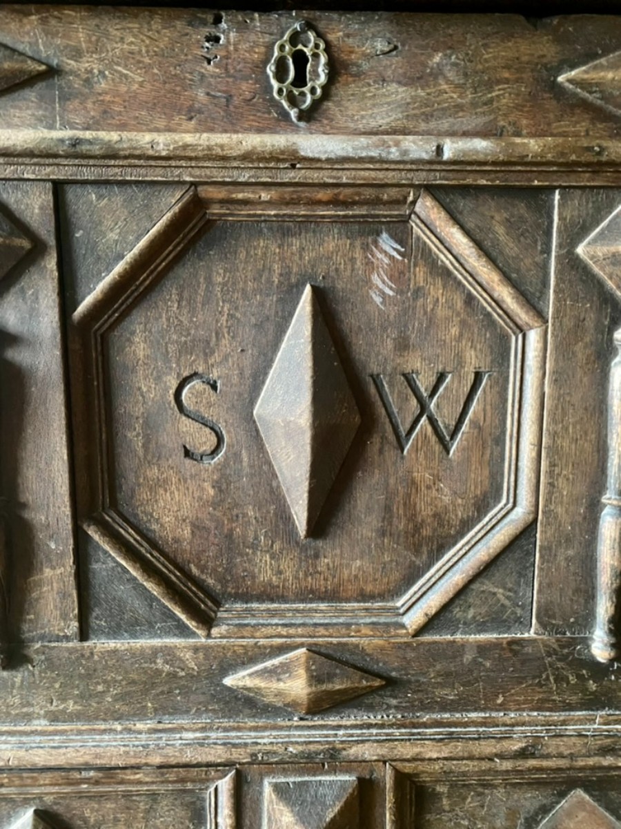 Characterful Antique Solid Oak Panelled Wedding Dowery Coffer Large Mule Chest