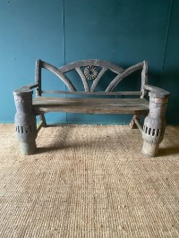 Characterful Vintage Solid Oak Reclaimed Antique Rustic Garden Patio Bench Seat
