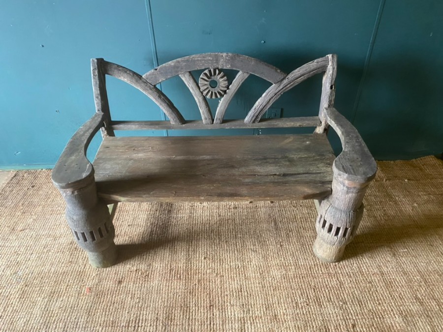 Characterful Vintage Solid Oak Reclaimed Antique Rustic Garden Patio Bench Seat
