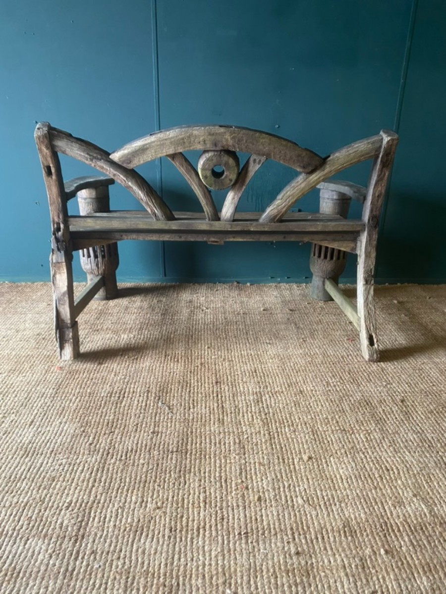 Characterful Vintage Solid Oak Reclaimed Antique Rustic Garden Patio Bench Seat