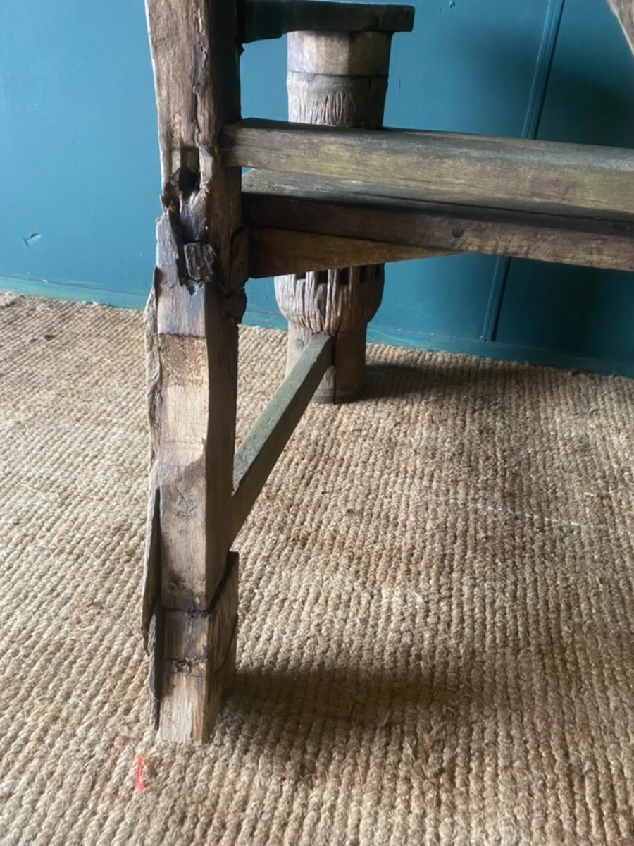 Characterful Vintage Solid Oak Reclaimed Antique Rustic Garden Patio Bench Seat