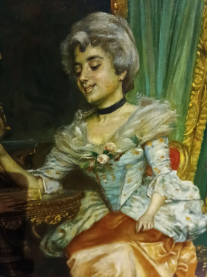 Discover exquisite 19th-20th century Continental School art! View enchanting interior scenes of couples playing chess in 18th-century Parisian attire. Shop now, own a piece of history!