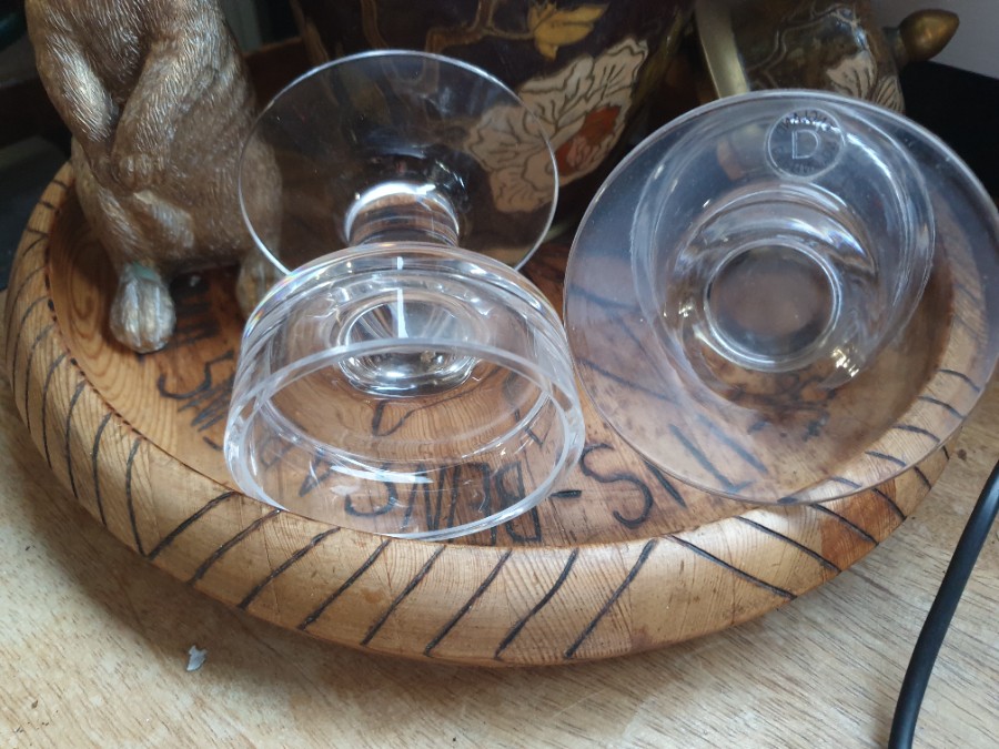 Dartington glass tea light holders  x 2