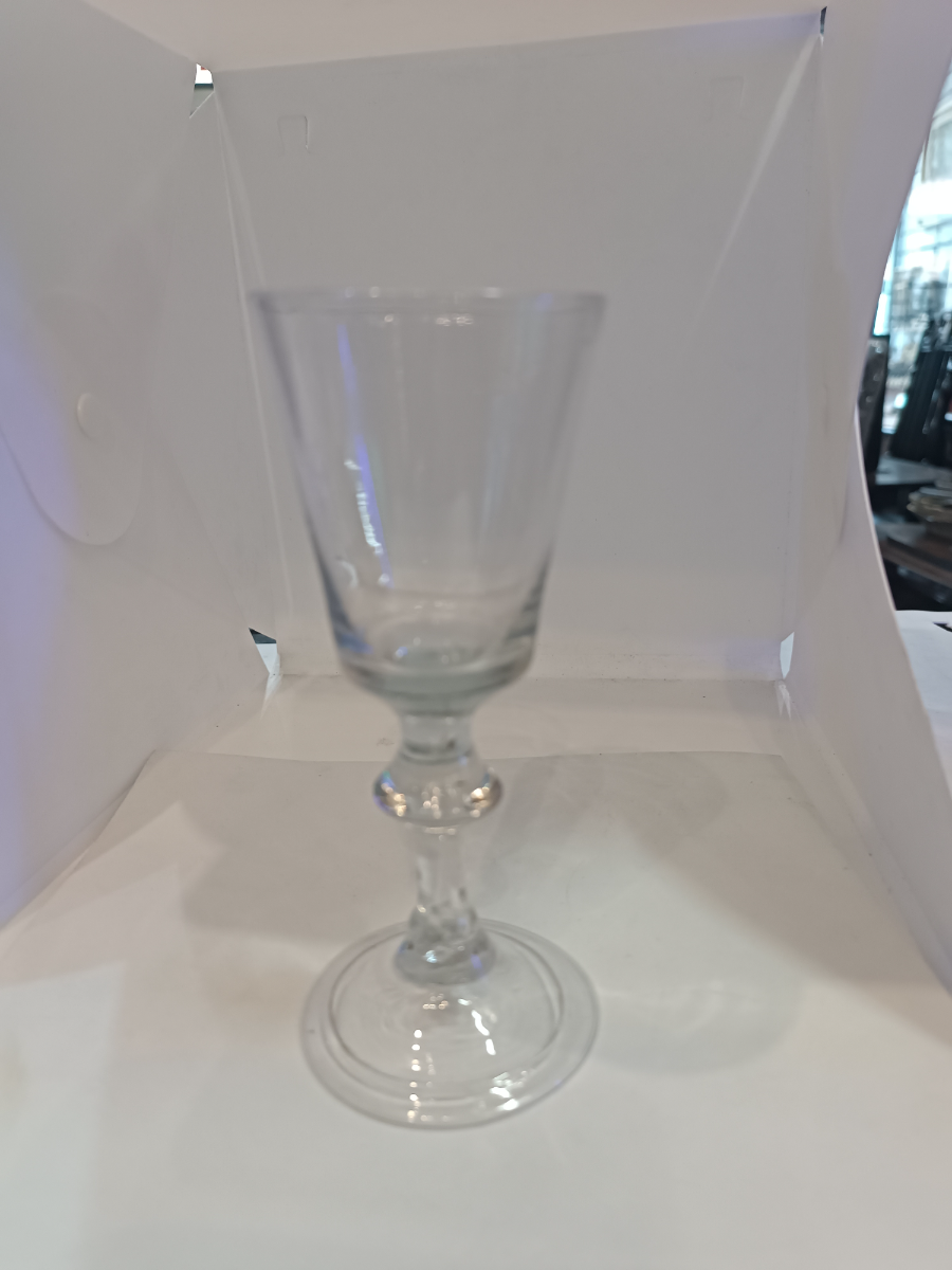 Explore our collection of 18th c Balastoid soda glasses. This classic product features a tear on lower stem, soda metal bucket bowl and more. Perfect for your collection!