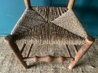 Early 19th Century Antique Elm & Ash Rush Seat Chair Country Style Spindle Back