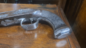 Early 19th Century French Silver Rifled Percussion Pistol