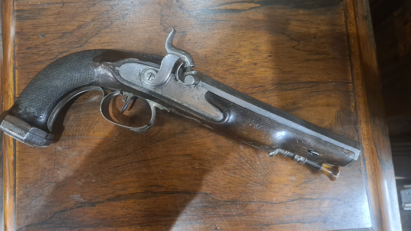 Early 19th Century French Silver Rifled Percussion Pistol