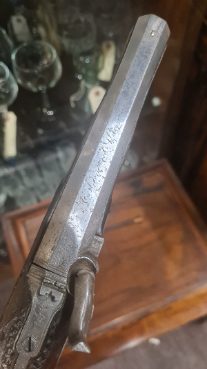 Early 19th Century French Silver Rifled Percussion Pistol