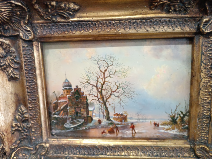Discover our collection of oil on board paintings! Explore this unique winter scene, framed in gold from London. Shop now for exquisite art pieces!