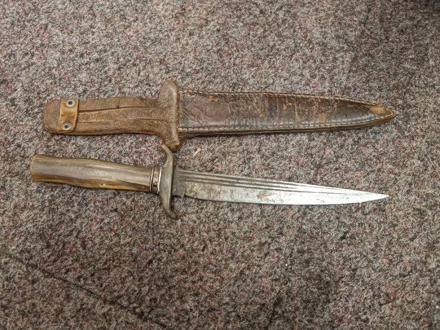 Early 20th C Bowie Type, Hunting Knife