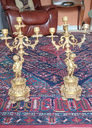 Antique Candelabras, Gold In Colour - Italian Made (F.B.A.I)