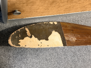 **Rare F.E.8 Biplane Propeller by Darracq Motor Engineering Ltd**

For sale is a rare four-bladed propeller by Darracq Motor Engineering Ltd, believed to be from a Royal Aircraft Factory F.E.8 fighter.

The F.E.8 was a single-seat biplane with a rear-mounted “pusher” propeller, allowing the pilot to fire forwards without shooting through the propeller arc. Only 295 were produced. The type saw frontline service from June 1916 to July 1917, before being withdrawn and trialled for home defence duties, for which it was not adopted.

This well-used example measures 244 cm and was repurposed as a coat rack after the war. The maker’s marking, Darracq Motor Engineering Ltd, remains clearly visible, although the engine name is no longer legible.

Darracq built the Airco D.H.5, Royal Aircraft Factory F.E.8 and Sopwith Dolphin under subcontract during the First World War. Of these, the F.E.8 used a four-bladed propeller, supporting the attribution of this example. Reference: Aviastar.org.

Darracq Motor Engineering Ltd was based in Fulham, London, and was a branch of Alexandre Darracq’s French automobile company.