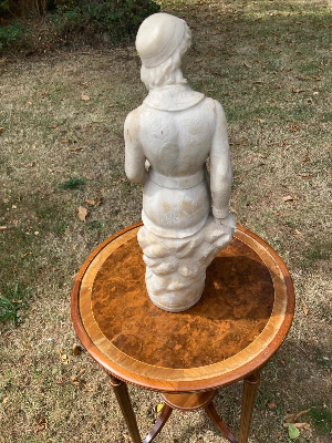 A striking 19th-century Continental marble sculpture, believed to be of Italian origin and dating to circa 1870. The piece depicts a seated nobleman, positioned on a rocky base and holding a book, giving the figure a distinguished and contemplative appearance.

The sculpture displays exceptional quality throughout, with intricate carving and fine attention to detail. It is signed on the base and is believed to have been purchased in Florence during a tour of Italy by Viscount Lord Mountfield.

An impressive statement piece of substantial proportions, described as being very heavy.

Approximate dimensions: 59 cm high × 21 cm wide
Price: £3,250
Delivery: £100 within the UK