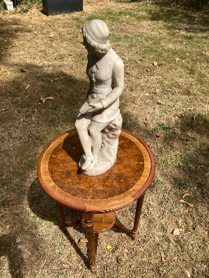 A striking 19th-century Continental marble sculpture, believed to be of Italian origin and dating to circa 1870. The piece depicts a seated nobleman, positioned on a rocky base and holding a book, giving the figure a distinguished and contemplative appearance.

The sculpture displays exceptional quality throughout, with intricate carving and fine attention to detail. It is signed on the base and is believed to have been purchased in Florence during a tour of Italy by Viscount Lord Mountfield.

An impressive statement piece of substantial proportions, described as being very heavy.

Approximate dimensions: 59 cm high × 21 cm wide
Price: £3,250
Delivery: £100 within the UK