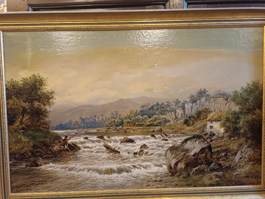 Fishing On The River by William Henry Mander, Signed