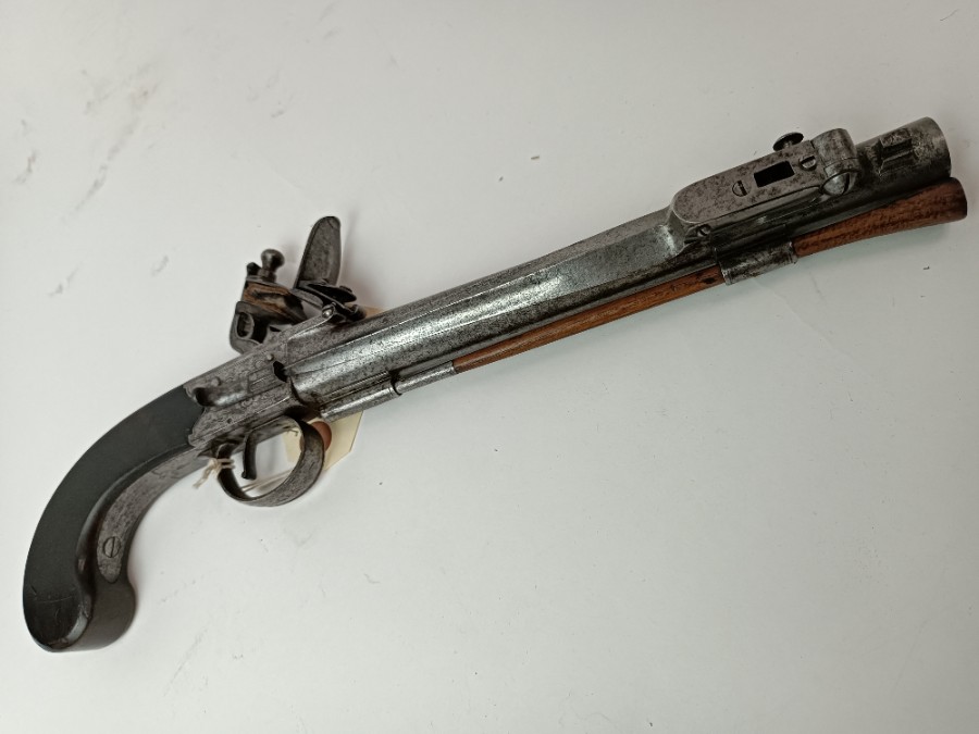 Flintlock Boxlock Pistol With Bayonet