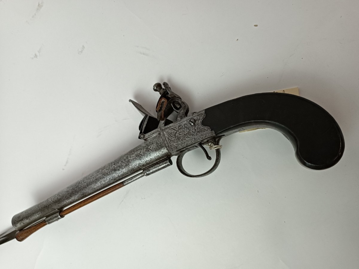 Flintlock Boxlock Pistol With Bayonet