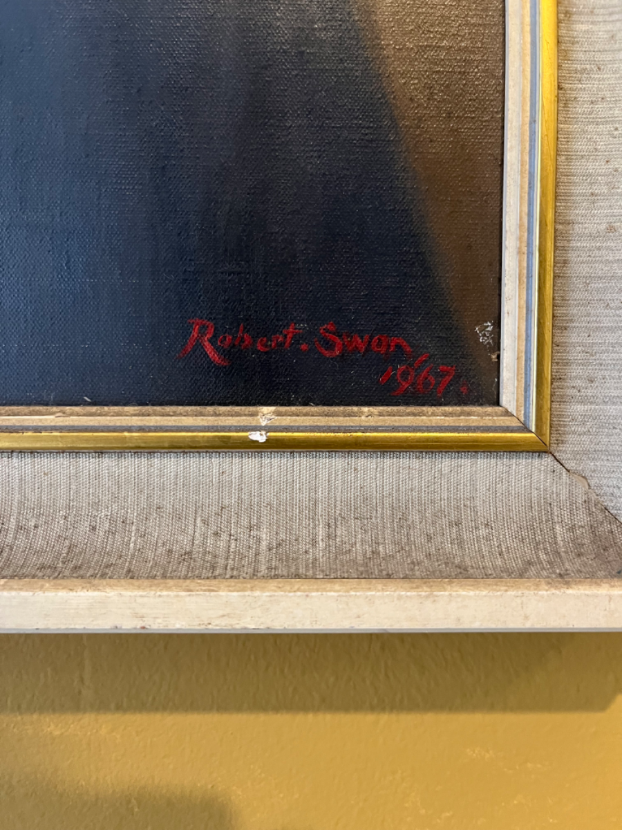 Framed Original Signed Oil Portrait Painting On Canvas 1967 By Robert Swan HELGA