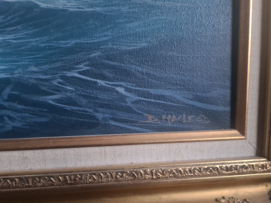 Frigate Action Scene - French Frigate Cléopâtre Against HMS Nymphe By Donald MacLeod, Oil On Canvas