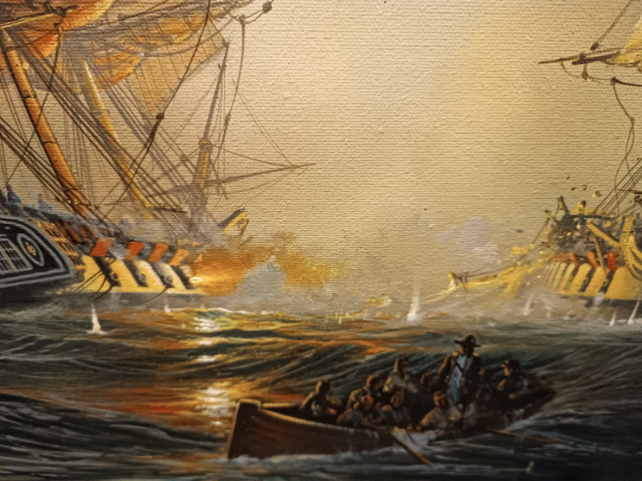 Shop our collection of detailed oil paintings by Donald MacLeod. Experience the dramatic sea battle of HMS Nymphe and the French frigate Cléopâtre in a stunning 75 x 60cm size artwork now.
