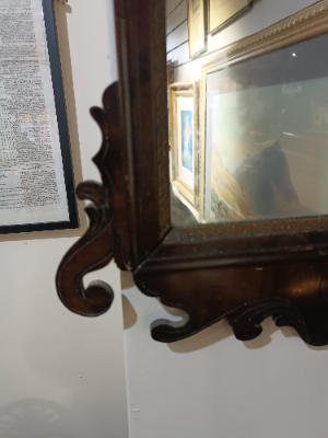 Georgian Mahogany Fretwork Mirror With Gilt Bird Crest