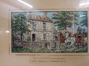 Discover our exquisite hand-woven silk picture, The Gap House at Kettleshulme - a tribute to the Brocklehurst family's original home. Own it now! Size: 25 x 20 cm.