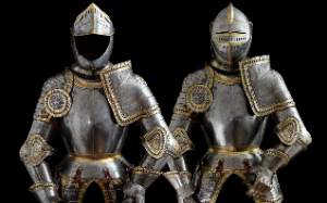 Discover 16th-century style decorative full field armor, inspired by Charles V's KD Garniture. Expertly forged by Severino Consentino & Higinio Antonio Lorente. Explore specifications and history now!