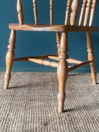 Heavy Antique Vintage Solid Beech Wood Elbow Smokers Captains Arm Chair In GC