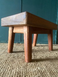 Heavy Chunky Wooden Butchers Block Footstool Low Table Stool Modern Coffee Table