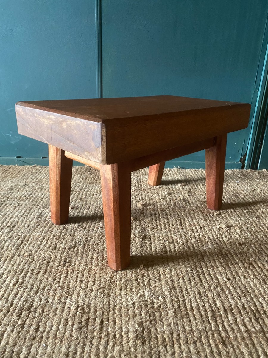 Heavy Chunky Wooden Butchers Block Footstool Low Table Stool Modern Coffee Table