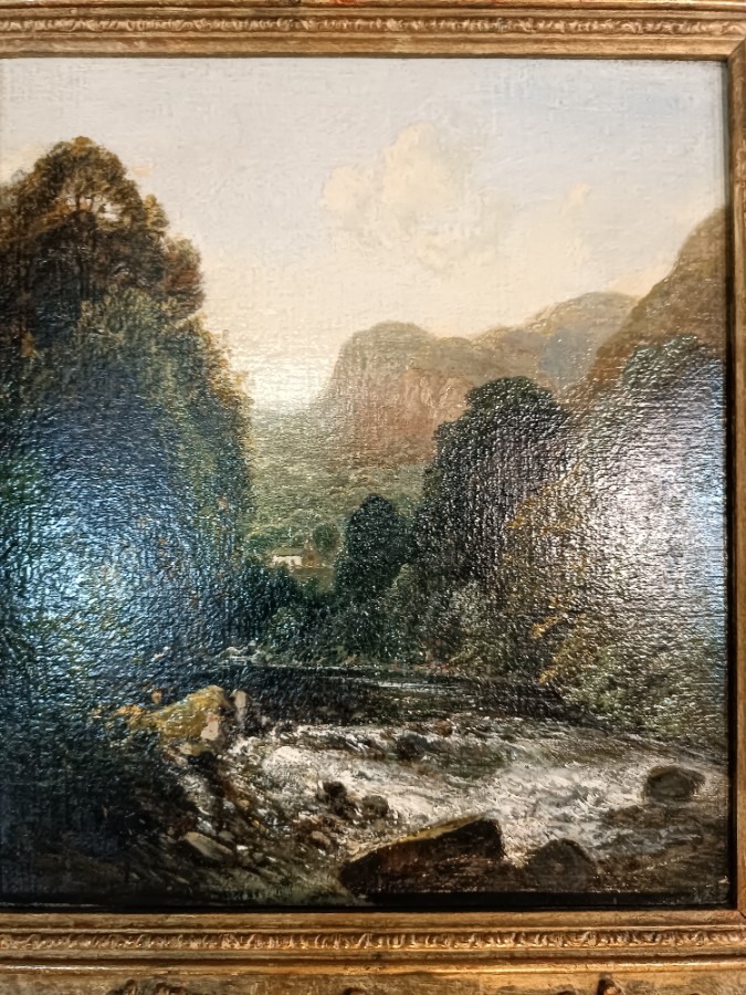 Discover captivating artistry with Henry Dawson's oil canvas "River In North Wales". Explore this unique British landscape masterpiece, handpicked for your collection. Book a viewing now!