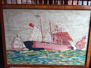 Historic 19th Century Mahogany Fire Screen, ' Great Eastern '