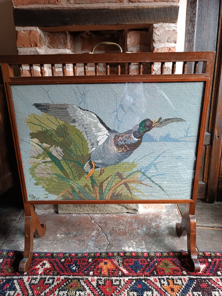 Historic 19th Century Mahogany Fire Screen, ' Great Eastern '