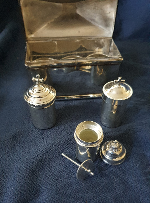Discover our collection of vintage, silver-plated Holy Oils Stocks. Explore now for unique, functional pieces with tight-fitting lids. Don't miss out, shop today!