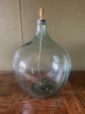 Huge Large Glass Bottle Table Lamp Antique 19th C. Carboy Rewired *2x Available