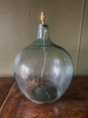 Huge Large Glass Bottle Table Lamp Antique 19th C. Carboy Rewired *2x Available