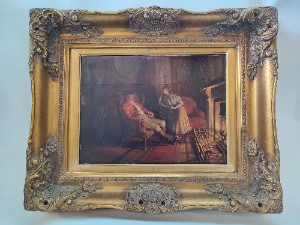 Discover our stunning Oil on Board - Huntsman Resting by the Fire. Intricate detail and harmonious colors in a 27x35cm format. Buy yours today!