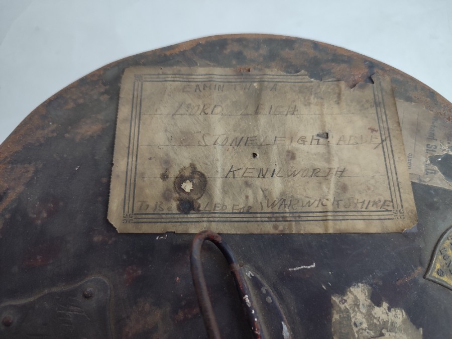 Japanned Busby Tin To The Warwickshire Yeomanry To Dudley Leigh.