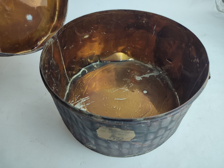 Japanned Busby Tin To The Warwickshire Yeomanry To Dudley Leigh.