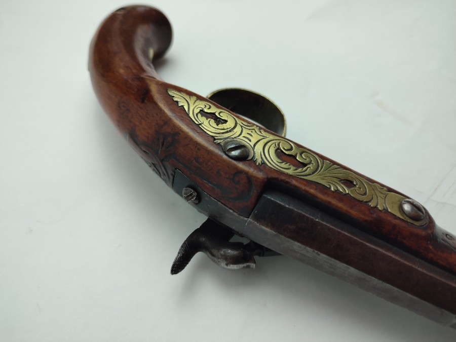 French Percussion Pistol with Brass Furniture