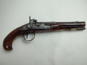French Percussion Pistol with Brass Furniture
