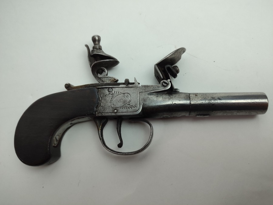Flintlock Muff Pistol By Hill, London.