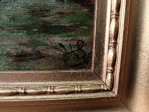 "The Watermill" Oil Painting Monogrammed HS