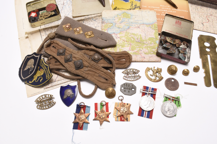 Interesting WW2 Grouping, Capt. Livesey, Incl. Medals, Sword, Hat, Maps And Insignia