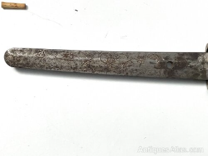 Japanese high quality Naval sword. Family silver crest emblem Kamon potentially linked to Higashikuni - no- miya branch of the Imperial Family. The signed tang sword in 2ww mounts blades exceptional and in reasonable Japanese polish has one nick to cutting edge see pictures, total length of  98 cm width 7cm depth 6 cm, reference 8.  Tel: +44 7505 165 843 We accept online payments for all our items listed: Bank transfer cash on collection or if wishing over the phone using your debit or credit cards, also doing layby payments plan, or email giving your address details & contact number and we shall send you your items invoice to make payment with your card. Send your request to - john.strong2@gmail.com