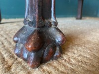 LARGE Antique Victorian Carved Rosewood Upholstered Wool Rug Footstool Stool