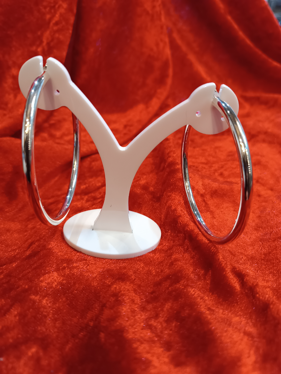 Large 925 Silver Hoop Earrings With Butterfly Closures