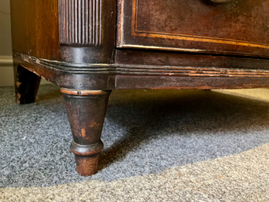 Large Antique 19th Century Regency Period Bow Fronted Chest Of Drawers C 1810